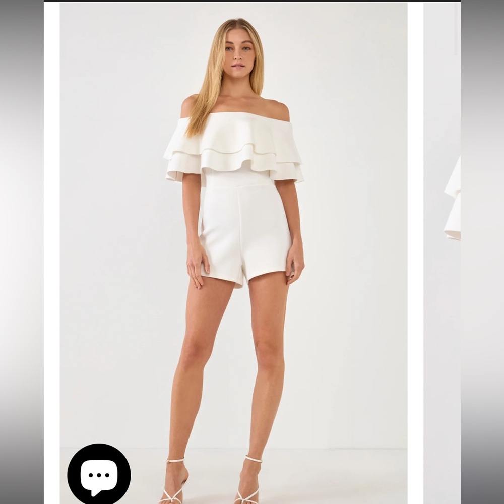 Brand new with tags Endless Rose OFF THE SHOULDER RUFFLED ROMPER